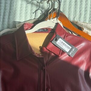 Nasty Gal Deep Red Faux Leather Top